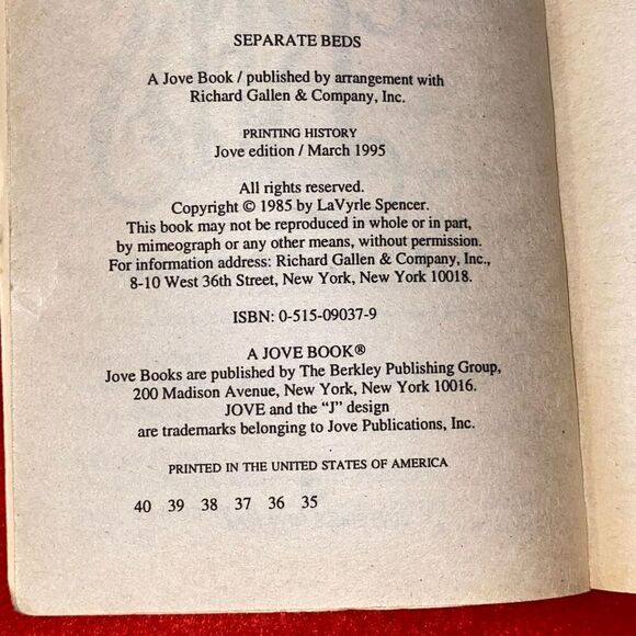 Separate Beds By LaVyrle Spencer Paperback Book Romance Novel - Picture 8 of 12